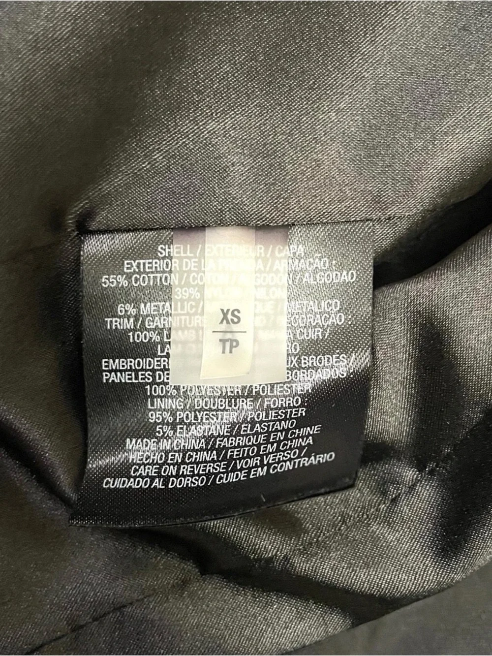 Elie Tahari Cotton Lamb Leather Detailed Fitted Jacket Black Size XS